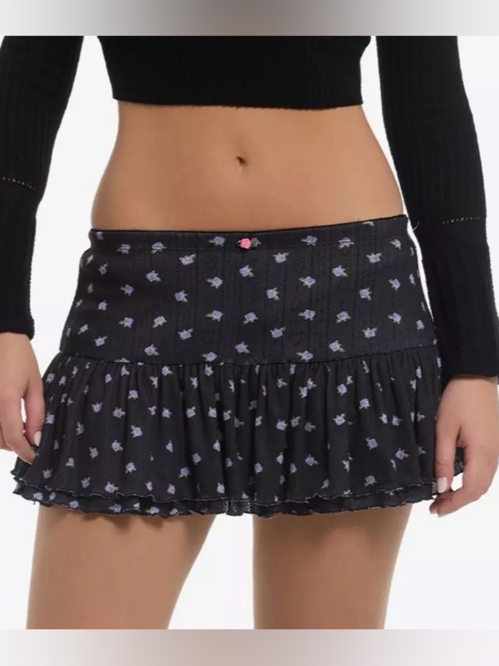 Thorn & Fable - Purple & Black Rosette Mini Skirt